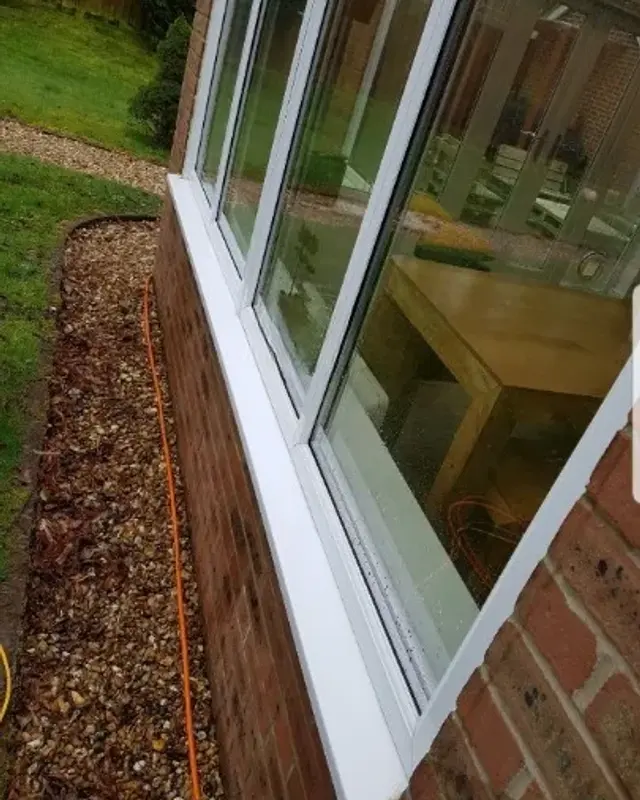 The same door frame and sill clean and white
